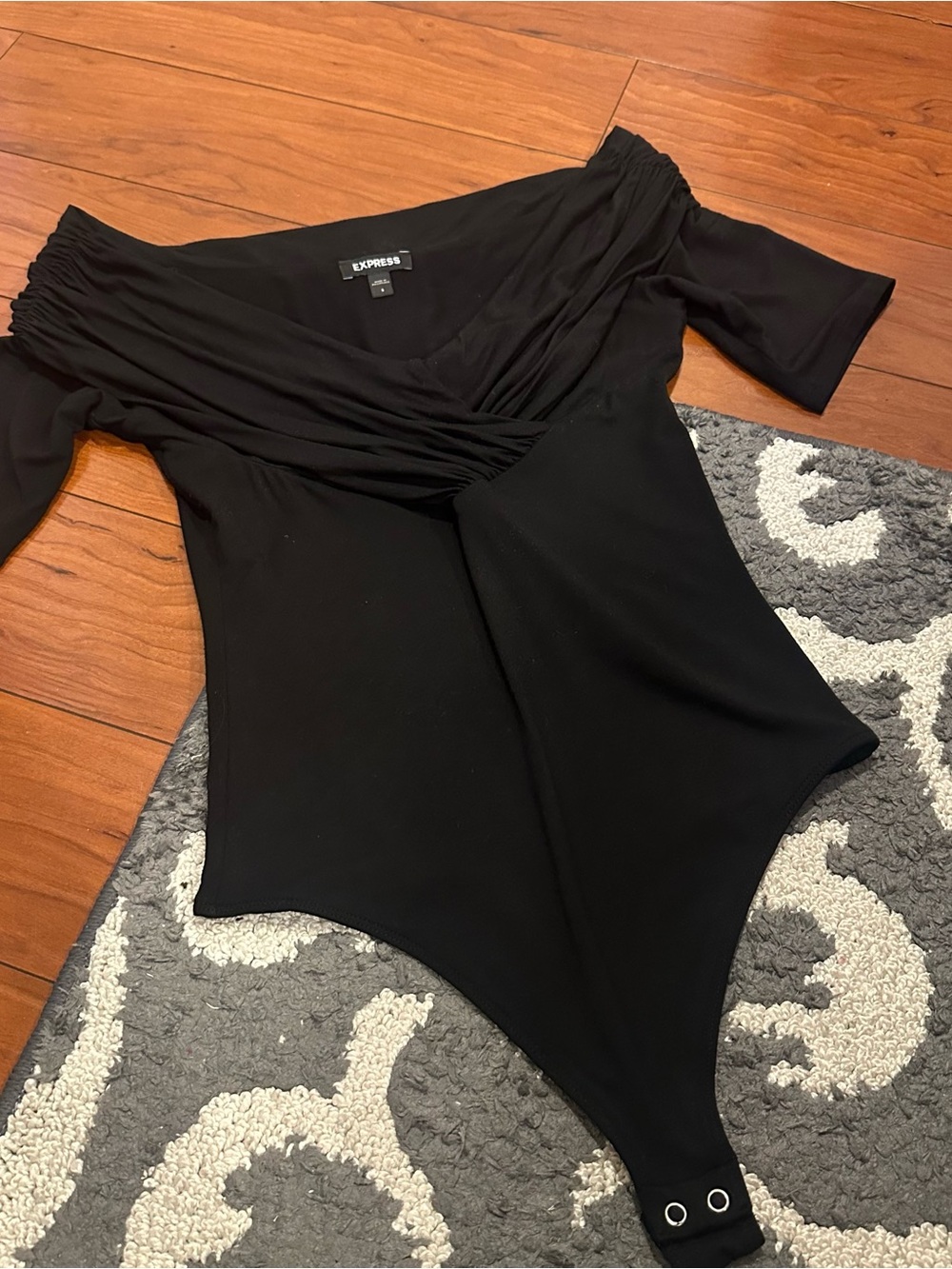 Express Black Off the Shoulder Wrap Bodysuit size S